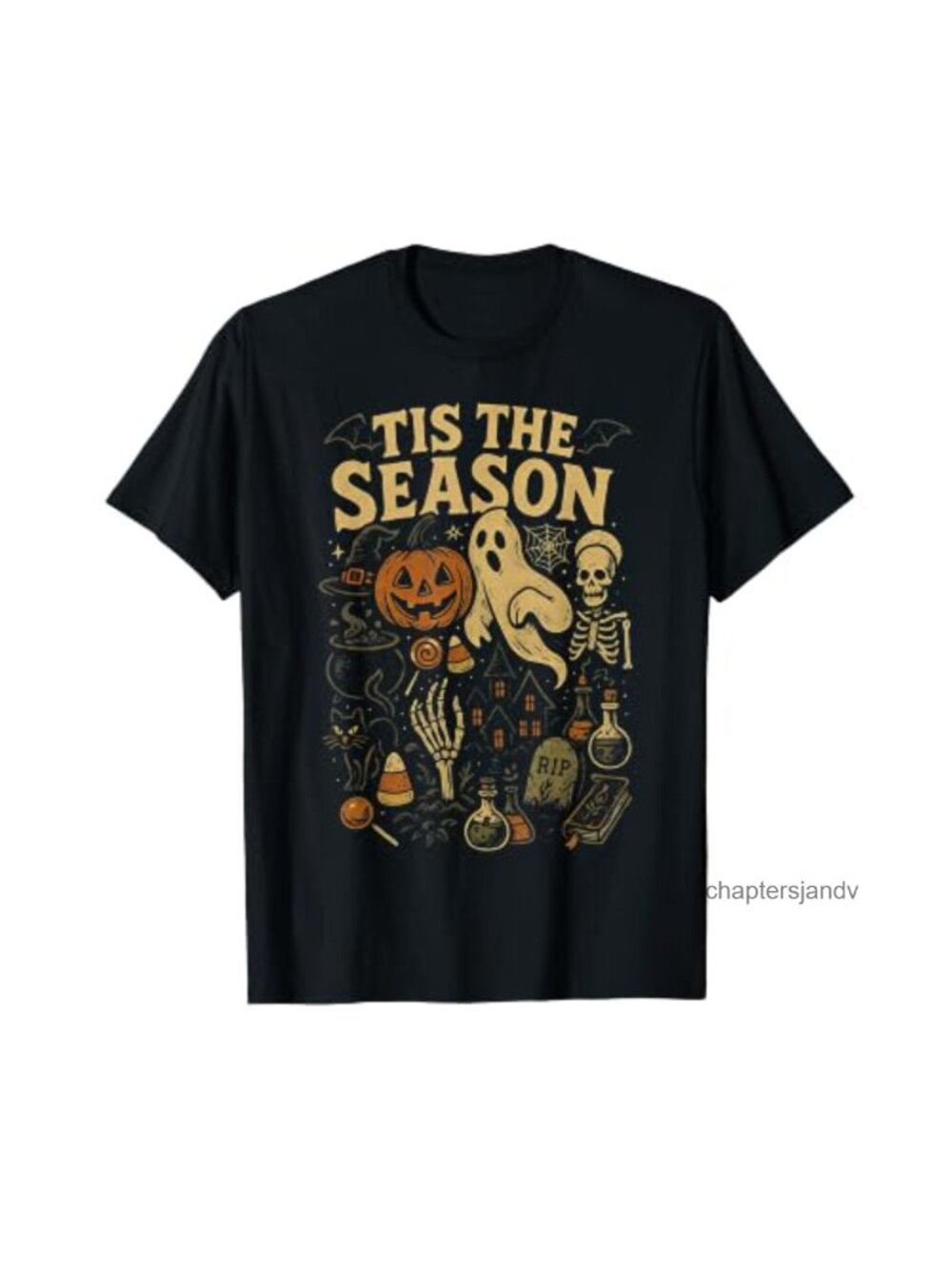 Retro Halloween Tis the Season T-Shirt Short Sleeve Classic Fit Tee